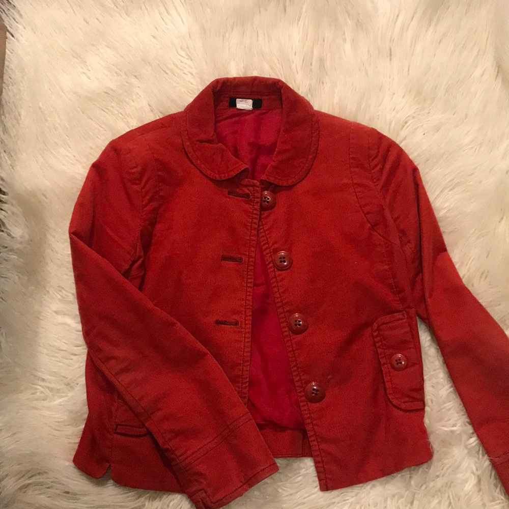 Red Jcrew Blazer. Beautiful red thin corduroy coat